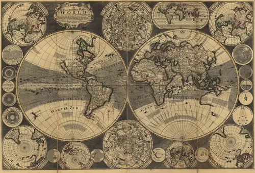 исторические карты, материки, моря, океаны, мир, коричневые, бежевые